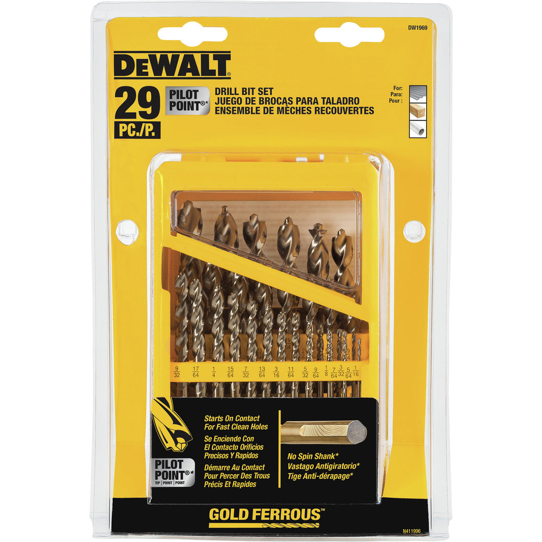 DEWALT Pilot Point Gold Ferrous Oxide Drill Bit Set, 29-Pc., Model# DW1969