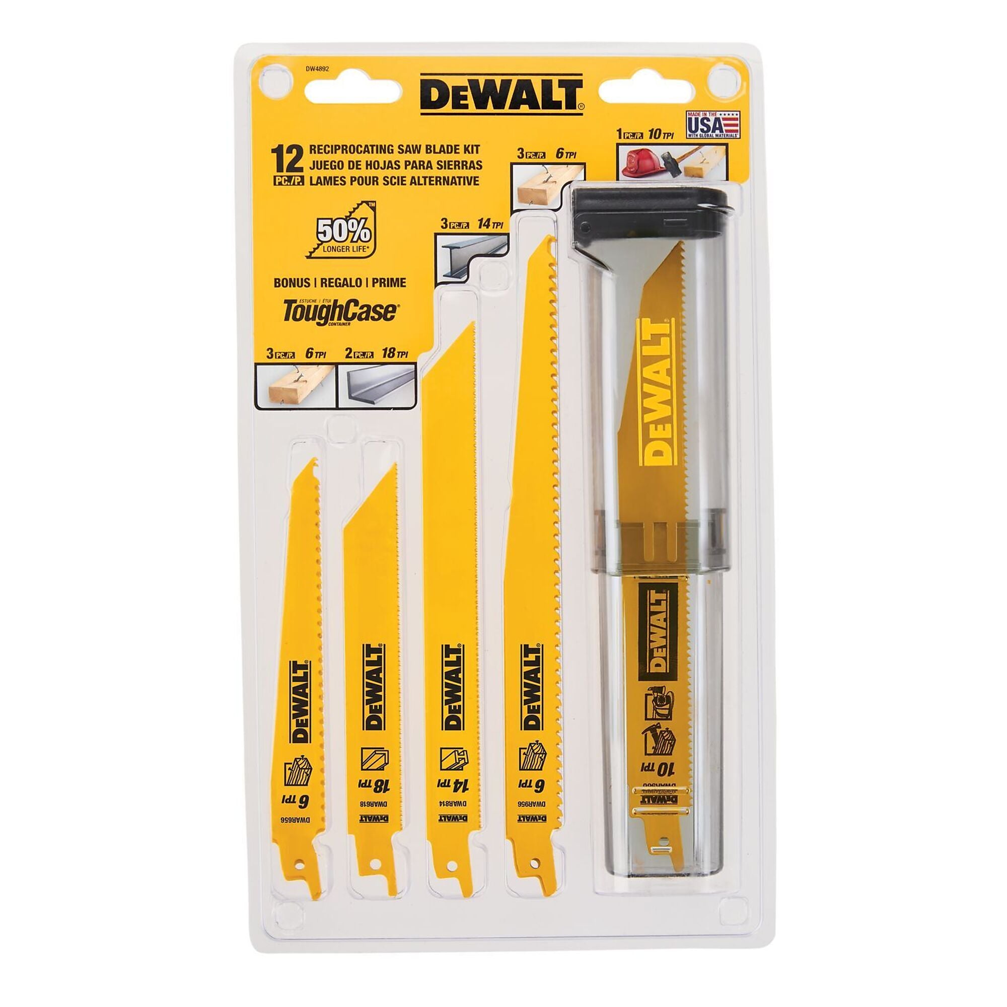 DEWALT Reciprocating Saw Blade Set, 12-Pc., Model# DW4892